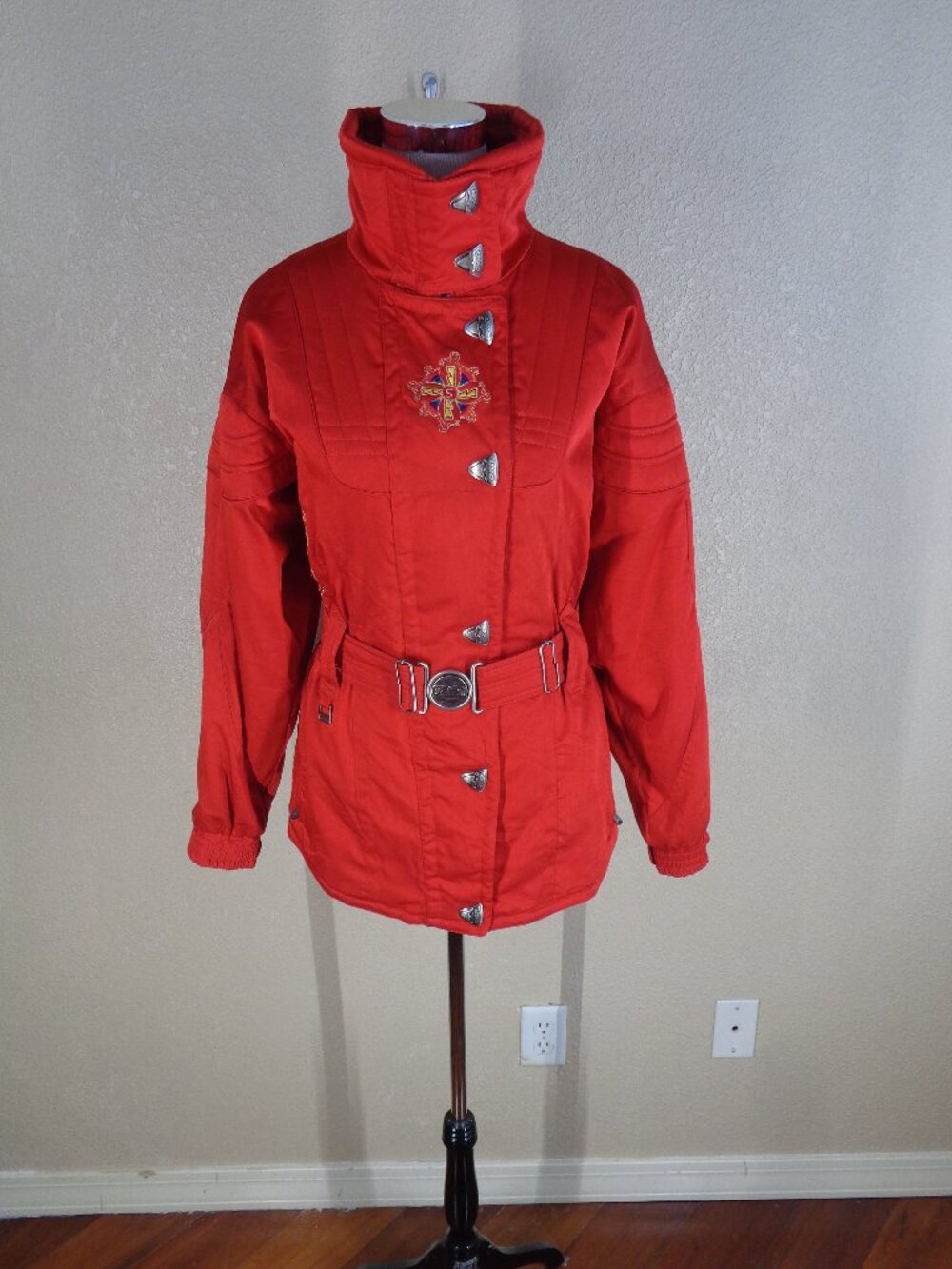Spyder Women 6 Med Red Ski Jacket Embroidered Belted Thinsulate Hong Kong Vtg